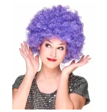 Mor Renk Kıvırcık Afro Bonus Peruk Parti Peruğu