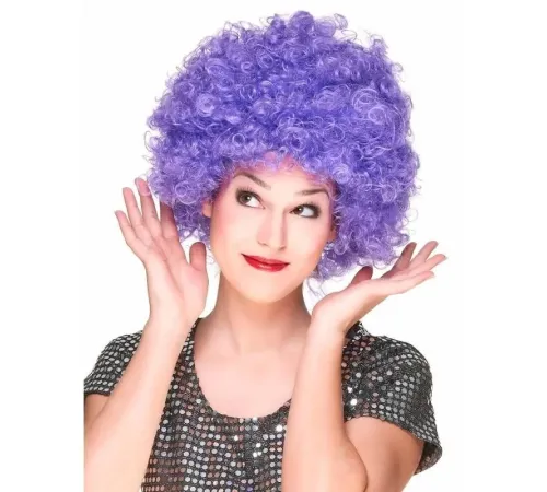 Mor Renk Kıvırcık Afro Bonus Peruk Parti Peruğu