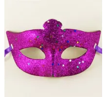 Mor Renk Simli Yıldızlı Kostüm Partisi Maskesi 17x10