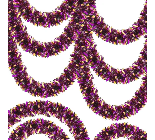 Mor Turuncu Renk 4 cm Genişlik Garland Çift Renk Sim Süs 180 cm