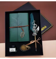 Mürekkepli Divit Kalem Ve Defter Set Yeşil