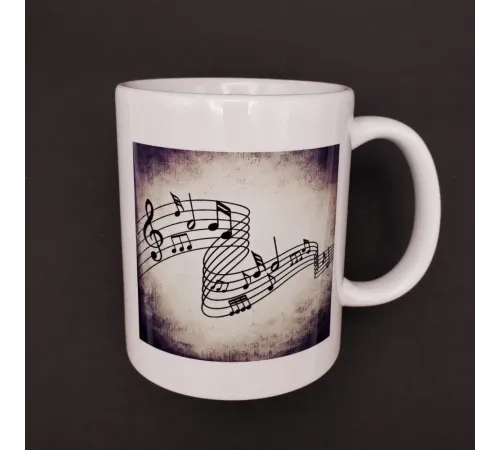 Müzik Notaları Tasarımlı Kupa Bardak