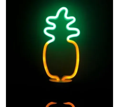 Neon Işıklı Ananas Masa Gece Lambası Pil+Usb