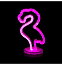 Neon Işıklı Flamingo Yazılı Masa Gece Lambası Pil ve Usb