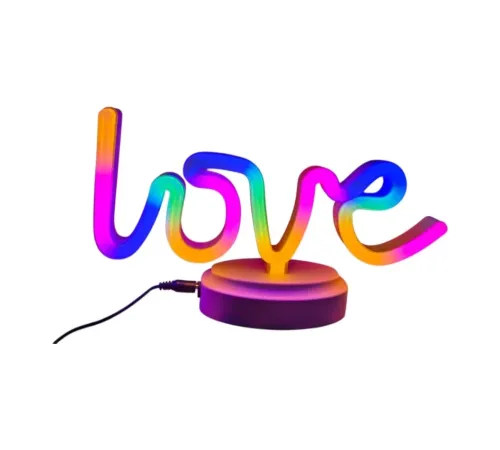 Neon Işıklı Love Yazılı Masa Gece Lambası Pil ve Usb