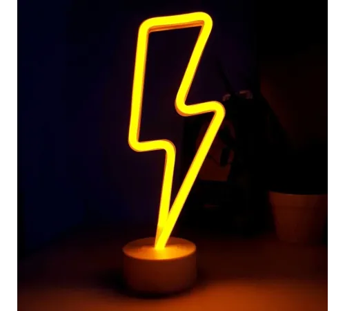 Neon Işıklı Şimşek Lamba USB ve Pilli