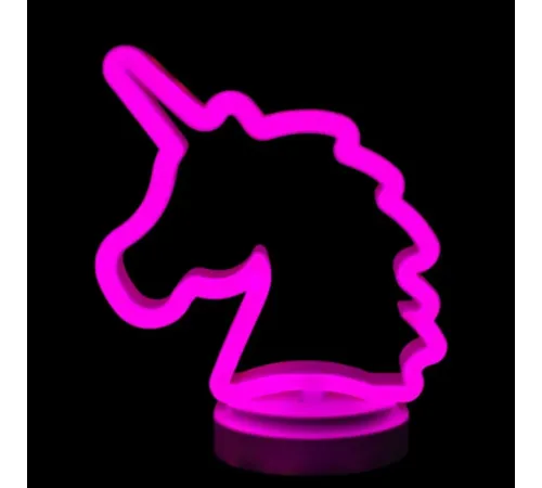 Neon Işıklı Unicorn Masa Gece Lambası Pil Usb
