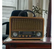 Nostaljik Görünümlü USB SD AUX Bluetooth Destekli Solar Panelli Şarjlı + Pilli Radyo RT-834