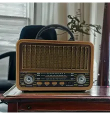 Nostaljik Görünümlü USB SD AUX Bluetooth Destekli Solar Panelli Şarjlı + Pilli Radyo RT-834