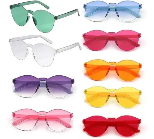 Oval Şekilli Çerçevesiz Parti Gözlüğü 6 Renk 6 Adet