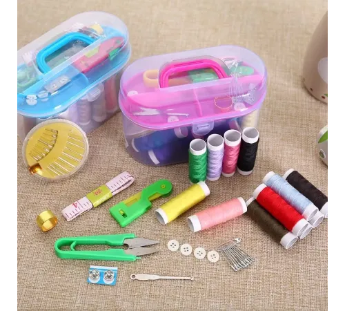 Özel Kutulu 40 Parça Mini Dikiş Seti Iğne Iplik Balıkçı Makas Mezura Yüzük