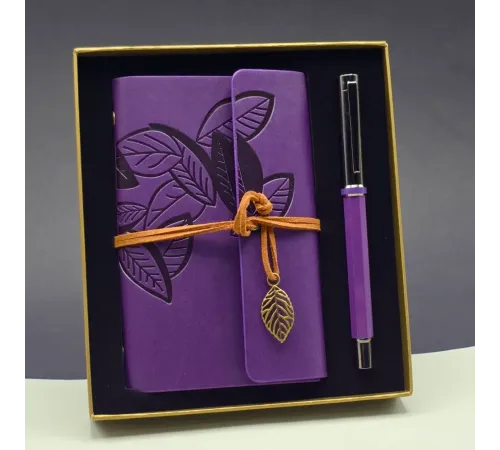 Özel Renk Deri Defter Ve Roller Metal Kalem