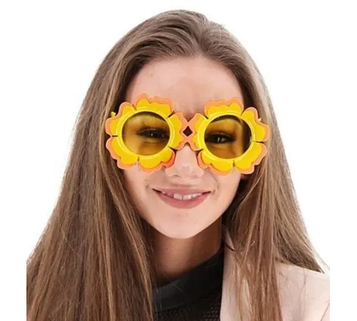 Papatya Şekilli Turuncu Sarı Renkli Hawaii Konsept Parti Gözlüğü 15x7 cm