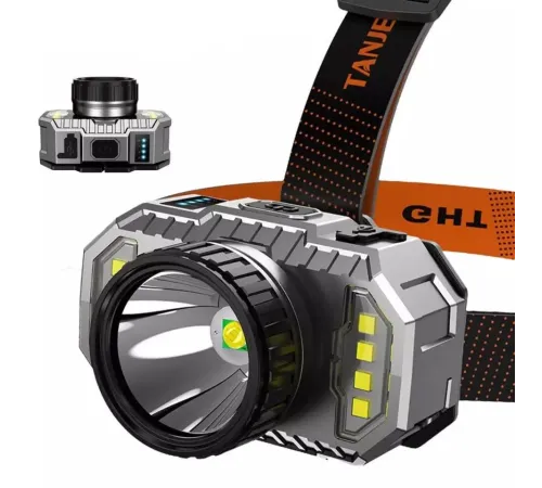 PeakStar PS-010 800 Lümen Zoomlu Şarj Göstergeli Cob LED Usb'li Şarjlı Kafa Lambası