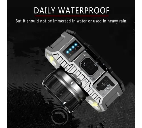 PeakStar PS-010 800 Lümen Zoomlu Şarj Göstergeli Cob LED Usb'li Şarjlı Kafa Lambası