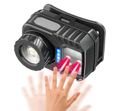 PeakStar PS-571 Sensör XPG COB LED USB Şarj Edilebilir Lityum Pilli Zoomlu Kafa Lambası