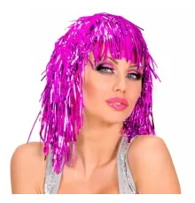Pembe Fuşya Işıltılı Metalize Parti Peruğu