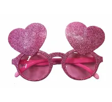 Pembe Renk Sim İşlenmiş Kalp Figürlü Yılbaşı Parti Gözlüğü