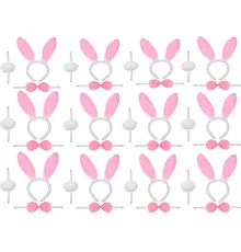 Pembe Tavşan Kostüm Seti – Taç Ponpon Kuyruk 12 li Paket