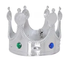 Plastik Kral Tacı Gümüş Renk Çocuk Boy 45 cm