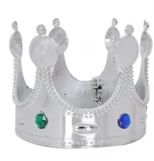 Plastik Kral Tacı Gümüş Renk Çocuk Boy 45 cm
