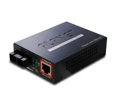 PoE Media Converter<br>
100Base-FX to 10/100Base-TX (SC Multimode 2 km)<br>
IEEE 802.3af PoE