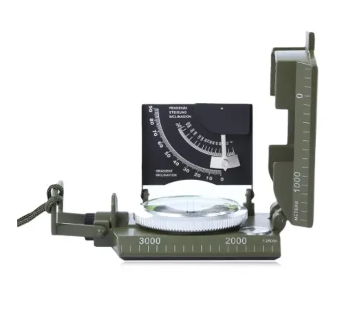 Prizmatik Suya Dayanıklı Işıltılı Pusula Ile Kılıfı Askeri Ordu Kamp Yürüyüş Seyahat Için Jeoloji Pusula