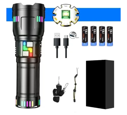 Pro F-3002 Alüminyum TG LED Gece Şeritli Type-C Şarjlı El Feneri