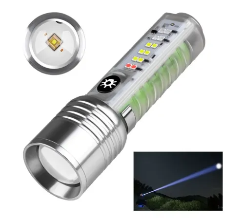 Profesyonel TG LED Güçlü 8 Modlu Type-C 1000 Lümen Polis Çakarlı Şarjlı El Feneri