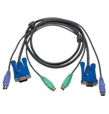 PS/2 KVM Kablosu, VGA Monitör 15 pin HDB Dişi, PS/2 Klavye 6 pin mini-DIN Erkek, PS/2 Mouse 6 pin mini-DIN Erkek <-> VGA Monitör 15 pin HDB Erkek, PS/2 Klavye 6 pin mini-DIN Erkek, PS/2 Mouse 6 pin mini-DIN Erkek, 1.80 metre