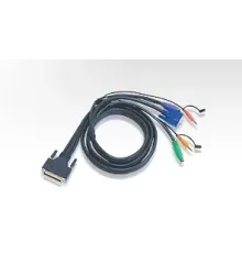 PS/2 KVM (Keyboard/Video Monitor/Mouse) Switch İçin Kablo, 1.80 metre, 1 x DB-25 erkek <-> 1 x Monitör 15 pin HDB erkek, 1 x Klavye 6 pin Mini-Din erkek, 1 x Mouse 6 pin Mini-Din erkek, 2 x Audio yuvası