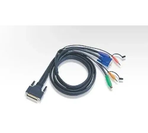 PS/2 KVM (Keyboard/Video Monitor/Mouse) Switch İçin Kablo, 1.80 metre, 1 x DB-25 erkek <-> 1 x Monitör 15 pin HDB erkek, 1 x Klavye 6 pin Mini-Din erkek, 1 x Mouse 6 pin Mini-Din erkek, 2 x Audio yuvası