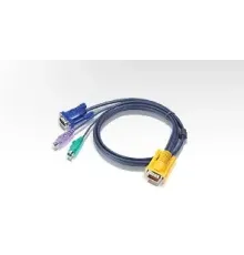 PS/2 KVM (Keyboard/Video Monitor/Mouse) Switch İçin Kablo, 3 metre, 1 x SPHD-15 Erkek <-> 1 x Monitör 15 pin HDB erkek,  1 x Klavye 6 pin mini-DIN erkek, 1 x Mouse 6 pin mini-DIN erkek