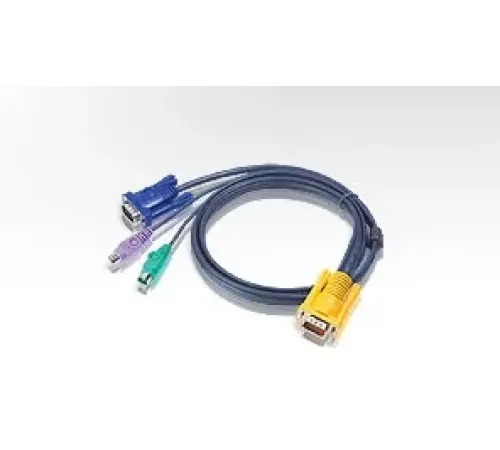 PS/2 KVM (Keyboard/Video Monitor/Mouse) Switch İçin Kablo, 3 metre, 1 x SPHD-15 Erkek <-> 1 x Monitör 15 pin HDB erkek,  1 x Klavye 6 pin mini-DIN erkek, 1 x Mouse 6 pin mini-DIN erkek