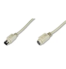 Digitus PS/2 Uzatma Kablosu, miniDIN6 Erkek - miniDIN6 Dişi, 5 metre, bej renk