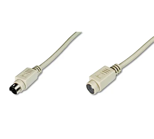 Digitus PS/2 Uzatma Kablosu, miniDIN6 Erkek - miniDIN6 Dişi, 5 metre, bej renk