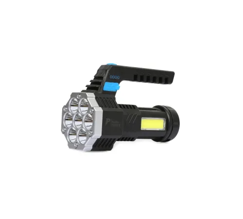 PS-3879 USB Şarj Göstergeli Şarj Edilebilir 7*XPE +COB Led El Feneri