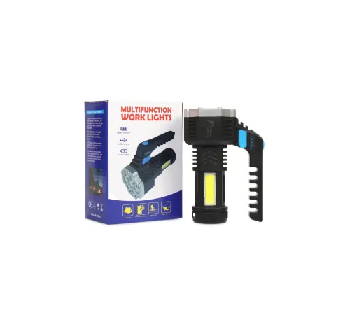 PS-3879 USB Şarj Göstergeli Şarj Edilebilir 7*XPE +COB Led El Feneri