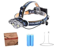 PS-888 Güçlü USB Şarj Edilebilir Profesyonel 8 Modlu 6000 Lümen 8 LED Su Geçirmez Kafa Lambası