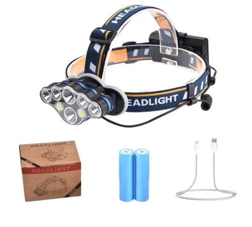 PS-888 Güçlü USB Şarj Edilebilir Profesyonel 8 Modlu 6000 Lümen 8 LED Su Geçirmez Kafa Lambası