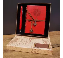 Pusula Tasarım Deri Defter Ve Dokunmatik Kalem Kırmızı