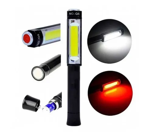 Q5 Pilli Mıknatıslı COB LED Çalışma Tamir Kırmızı Işık El Feneri