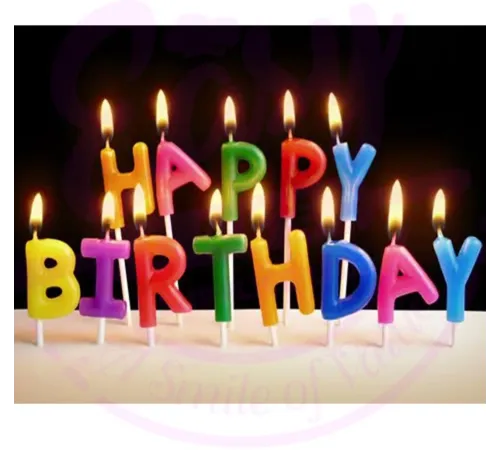 Rengarenk Happy Birthday Yazılabilen Doğum Günü Mumu