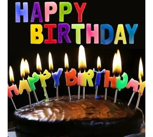 Rengarenk Happy Birthday Yazılabilen Doğum Günü Mumu