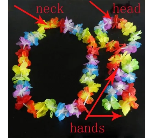 Rengarenk Hawaii Kolye Taç Bileklik Seti 4 Parça