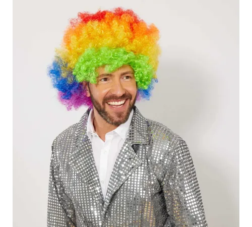 Rengarenk Kıvırcık Afro Bonus Peruk