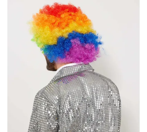 Rengarenk Kıvırcık Afro Bonus Peruk