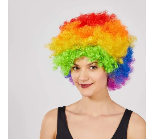 Rengarenk Kıvırcık Afro Bonus Peruk