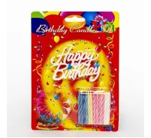 Rengarenk Mumlu Beyaz Happy Birthday Yazılı Doğum Günü Mumu 12 Adet