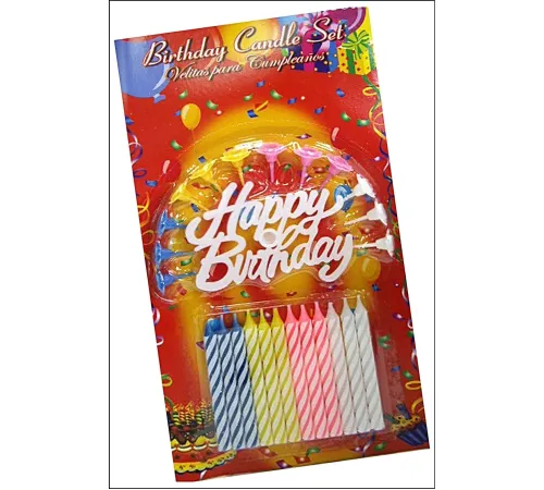 Rengarenk Mumlu Beyaz Happy Birthday Yazılı Doğum Günü Mumu 12 Adet